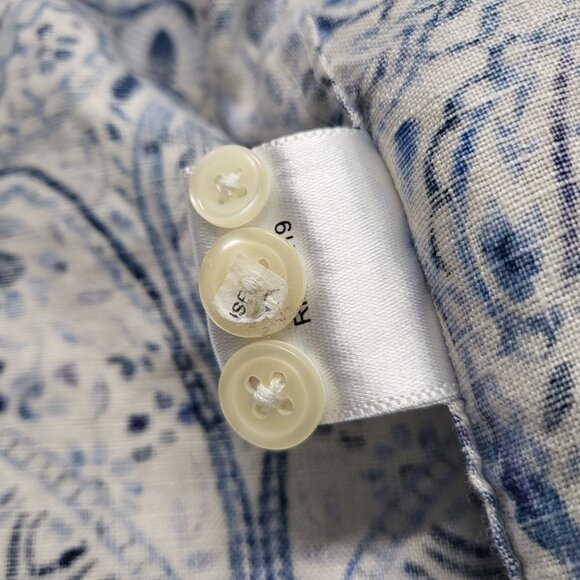 Joseph Abboud Linen Shirt Mens Medium Button Up Long Sleeve Paisely Print - Picture 6 of 14